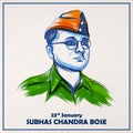 Indian background with Nation Hero and Freedom Fighter Subhash Chandra Bose Pride of India for 23rd January