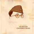 Indian background with Nation Hero and Freedom Fighter Subhash Chandra Bose Pride of India for 23rd January