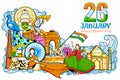 Indian background showing its incredible culture and diversity with monument, festival celebration for 26th January