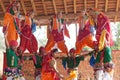 Indian band dancing classical traditional Rajasthani dance in Rajasthan state, India