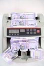 Indian banknote on Money counting machine