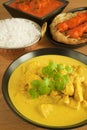 Indian Banquet Food Meal Curry Chicken Tikka Massala Rice Naan