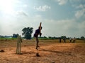 an indian batsmen hitting shot during the cricket match on ground in India January 2020 Royalty Free Stock Photo