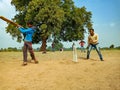 an indian batsmen hitting shot during the cricket match on ground in India January 2020 Royalty Free Stock Photo