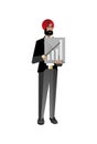 Indian bearded businessman with business diagram