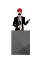 Indian bearded businessman speech on tribune