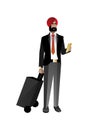 Indian bearded businessman with travel bag