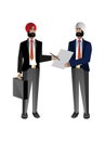 Indian bearded businessmen sign a contract