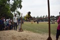 Indian Bengali litle girl High jump nice moment Royalty Free Stock Photo