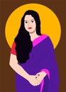 Indian bengali women vector art portrait Royalty Free Stock Photo