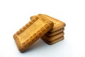 Indian biscuits stacked over white background Royalty Free Stock Photo