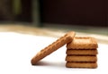 Indian biscuits stacked over white background Royalty Free Stock Photo