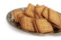 indian biscuits wheat biscuits in the plate white background Royalty Free Stock Photo