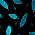 Indian blue leaves pattern on black