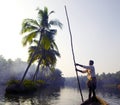 Indian Boatman and Traditional Boat Royalty Free Stock Photo