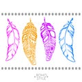Indian Boho feather hand drawn Royalty Free Stock Photo