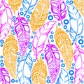 Indian Boho feather hand drawn Royalty Free Stock Photo