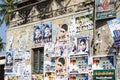 Indian Bollywood movie posters on a wall in Pondicherry in Tamil Nadu, South IndiaPONDICHERRY. TAMIL NADU.