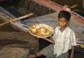 Varanasi, India, Indian Boy selling Aarti Royalty Free Stock Photo