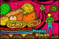 Indian boy with Diwali gift and sweets Royalty Free Stock Photo