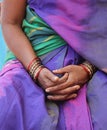 Indian bracelets on hands of Indian woman