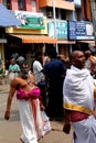 Indian brahmins walking in the temple street