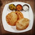 Poori and massala with chutney Royalty Free Stock Photo