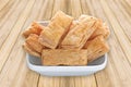 indian khari or kharee or salty Puff Pastry Snacks with tea Khari bread Rusk Puff Pastry Snacks fresh square shaped puff