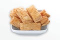 indian khari or kharee or salty Puff Pastry Snacks with tea Khari bread Rusk Puff Pastry Snacks fresh square shaped puff