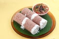 Indian breakfast Puttu and green peas curry. Royalty Free Stock Photo