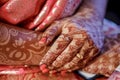Indian bridal hand with mehandi design Royalty Free Stock Photo