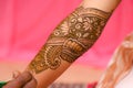 Indian bridal hand with mehandi design Royalty Free Stock Photo