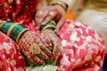 Indian bridal hand with mehandi design