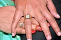 An Indian bride and groom their Shows Engagement Rings during a Hindu wedding ritual Royalty Free Stock Photo