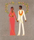 Indian bride and groom on their wedding day