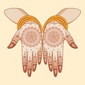 Indian bride with mehandi in hand Royalty Free Stock Photo