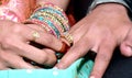 Indian Bride putting a wedding ring on groom`s finger Royalty Free Stock Photo