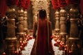 Indian bride in traditional attire, back view