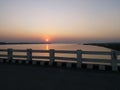 Indian Bridge with beautiful river in evening with sunsets