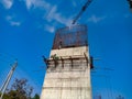 Indian bridge construction work going on at sky background in india oct 2019