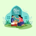 Indian brother and sister festival happy bhai dooj concept. Rakhi celebration in india festive vector illustration