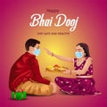 Indian brother and sister festival happyBhai Dooj concept. Rakhi celebration in india vector illustration design covid-19, corona Royalty Free Stock Photo