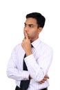 Indian business man thinking. Royalty Free Stock Photo