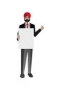 Indian businessman holding blank whiteboard Royalty Free Stock Photo