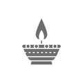 Indian candle, Diwali Diya oil lamp grey icon. Royalty Free Stock Photo