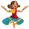 Indian cartoon characters in traditional cultural outfit