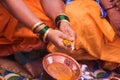 Indian Ceremony With Turmeric Powder