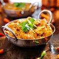 Indian chicken curry in balti dish