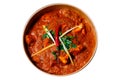 Indian chicken jalfrezi curry in balti dish Royalty Free Stock Photo