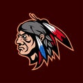 Indian chief head mascot logo , vector graphic Royalty Free Stock Photo